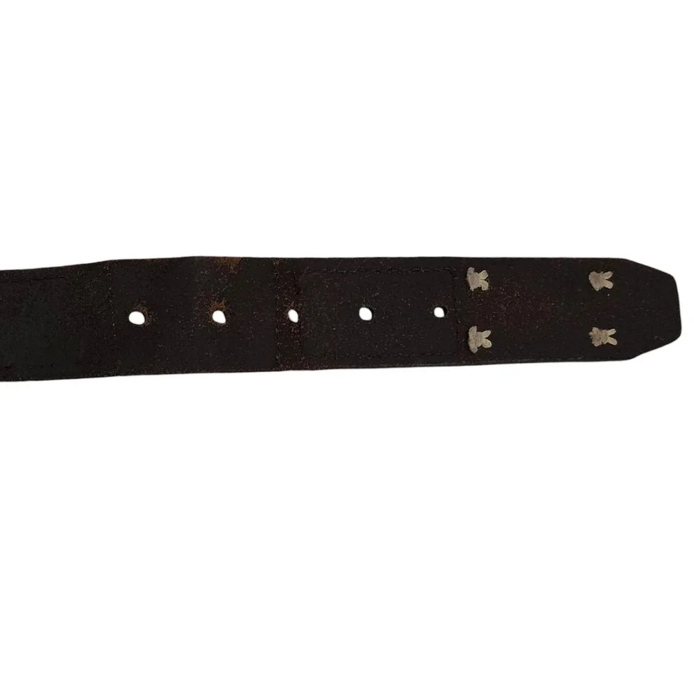 Fossil Oklahoma Sooners Womens L Brown Tooled‎ Leather Boomer Sooner Belt